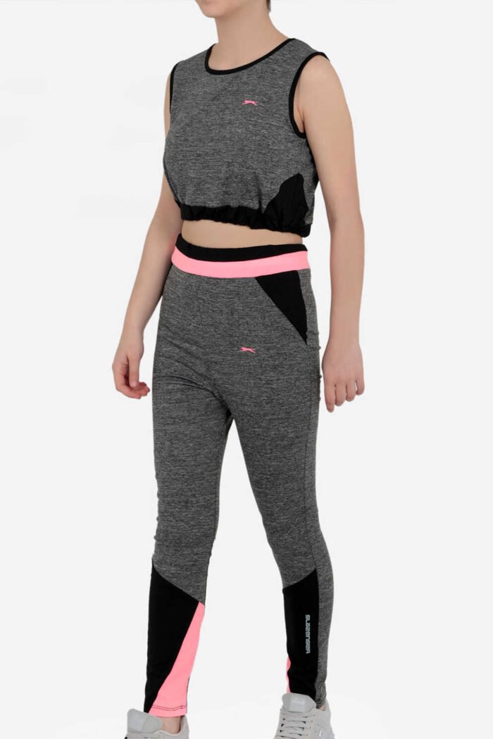 Slazenger DESI Kız Çocuk Tayt Seti Koyu Gri - Görsel 2