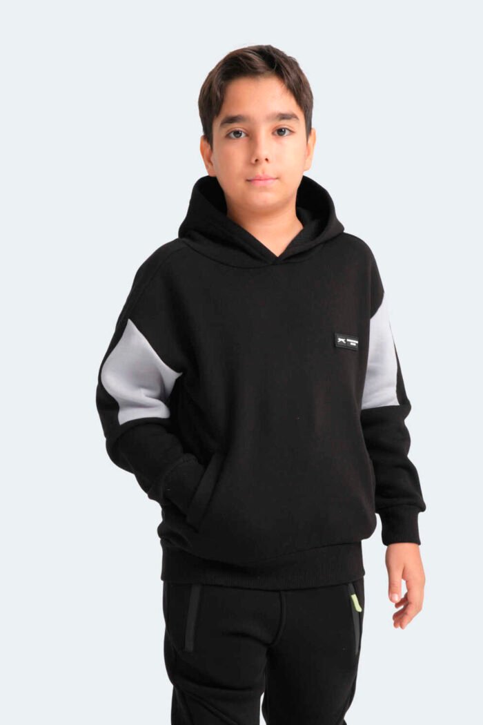 Slazenger LAYNE Unisex Çocuk Sweatshirt Siyah - Gri - Görsel 3