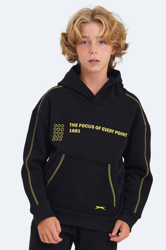 Slazenger LEVON Unisex Çocuk Sweatshirt Siyah - Görsel 1