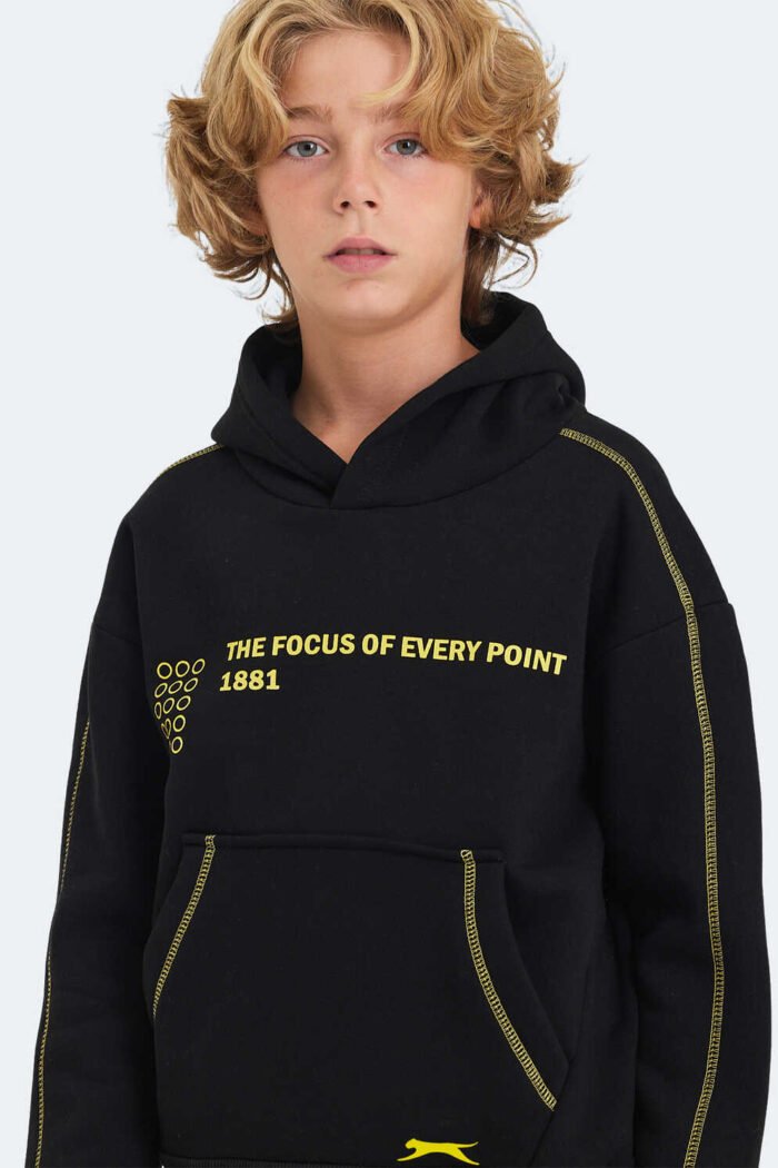 Slazenger LEVON Unisex Çocuk Sweatshirt Siyah - Görsel 4