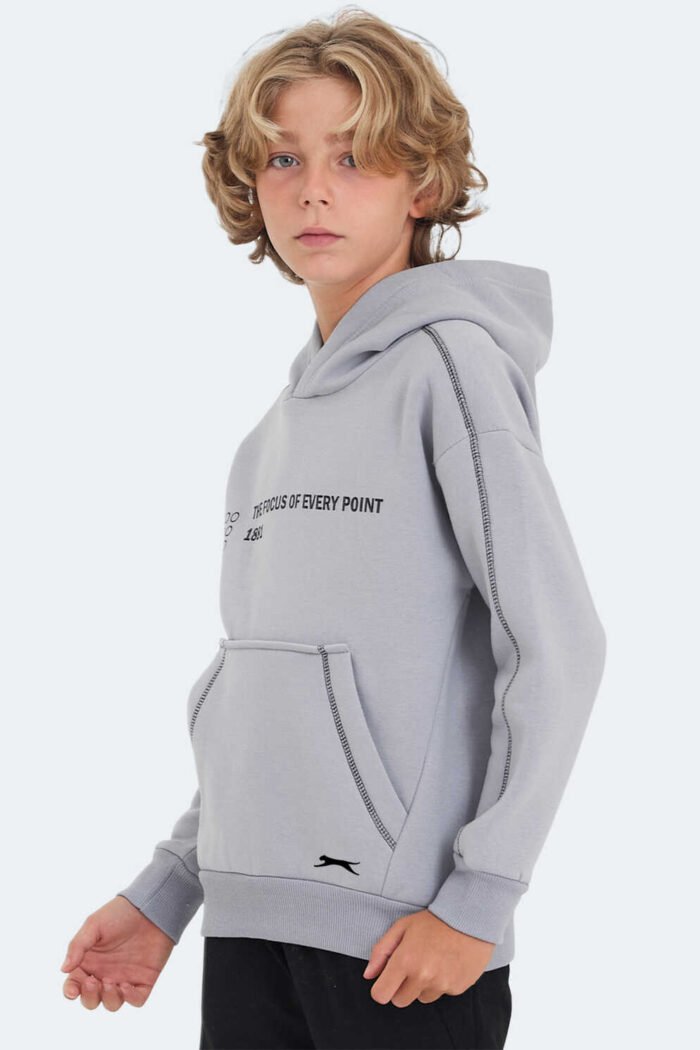 Slazenger LEVON Unisex Çocuk Sweatshirt Taş Gri - Görsel 4