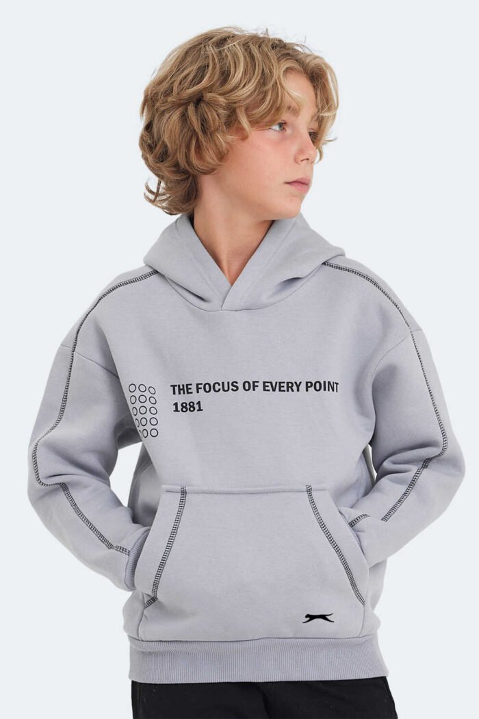 Slazenger LEVON Unisex Çocuk Sweatshirt Taş Gri - Görsel 3