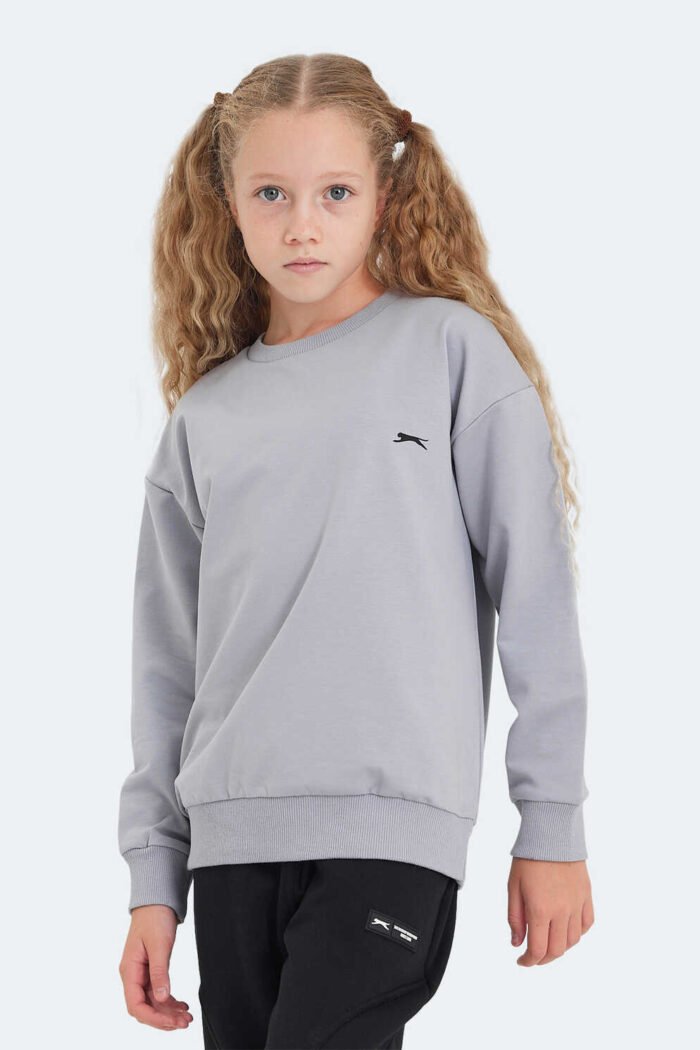 Slazenger LUPPA Unisex Çocuk Sweatshirt Taş Gri - Görsel 4