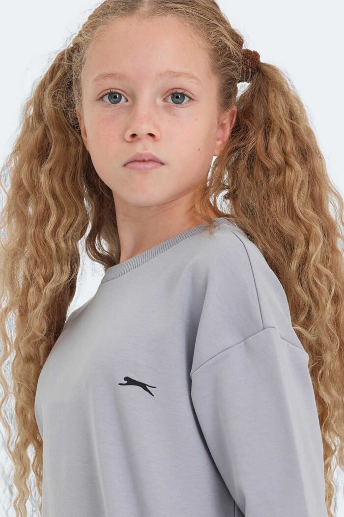 Slazenger LUPPA Unisex Çocuk Sweatshirt Taş Gri - Görsel 3